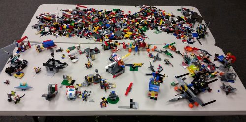 Display of original Lego creations.