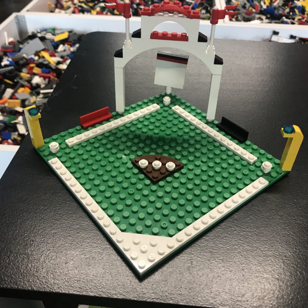 Lego micro build baseball field.