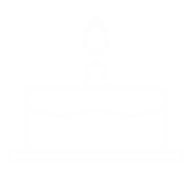 Outline of a birthday cake with a single candle on top, symbolizing celebration.