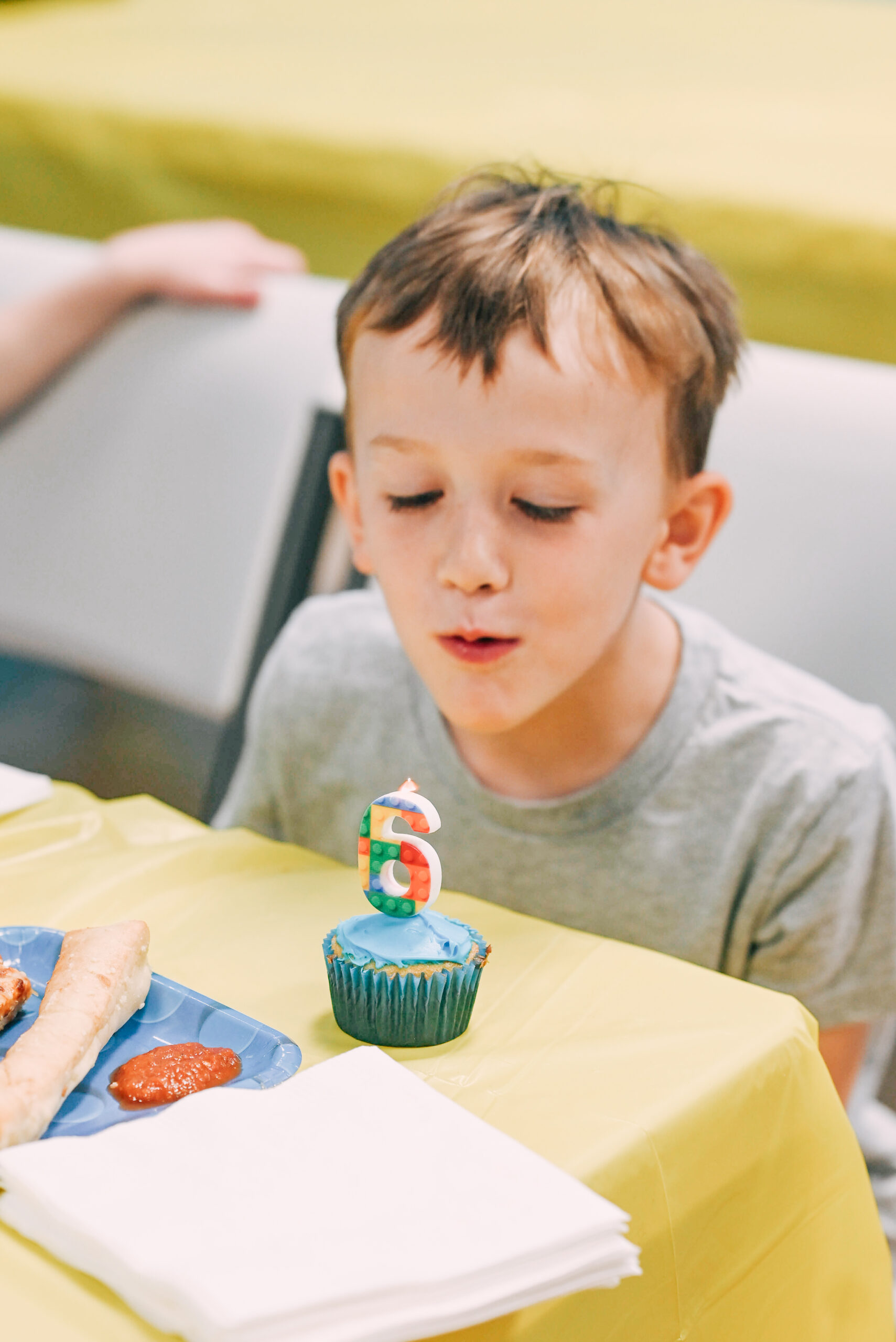Child Playing with Lego Bricks at a Birthday Party