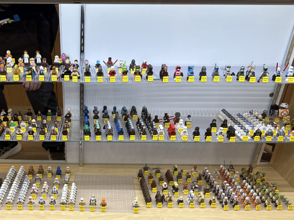 bins of Lego® pieces at Bricks and Minifigs store