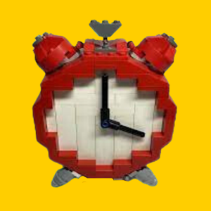 Image of a clock made out of LEGO® bricks
