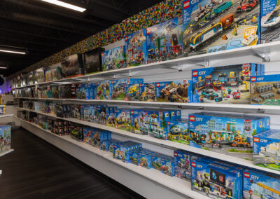 Image of a wall stocked with LEGO® products