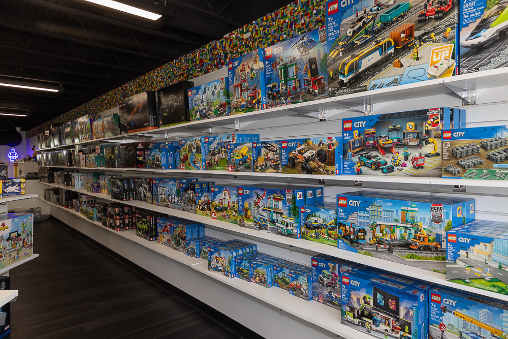 Image of a wall stocked with LEGO® products