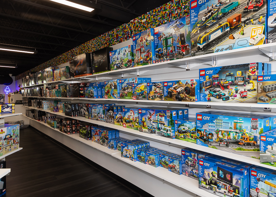 BAM Kalamazoo Store Wall filled with LEGO® products