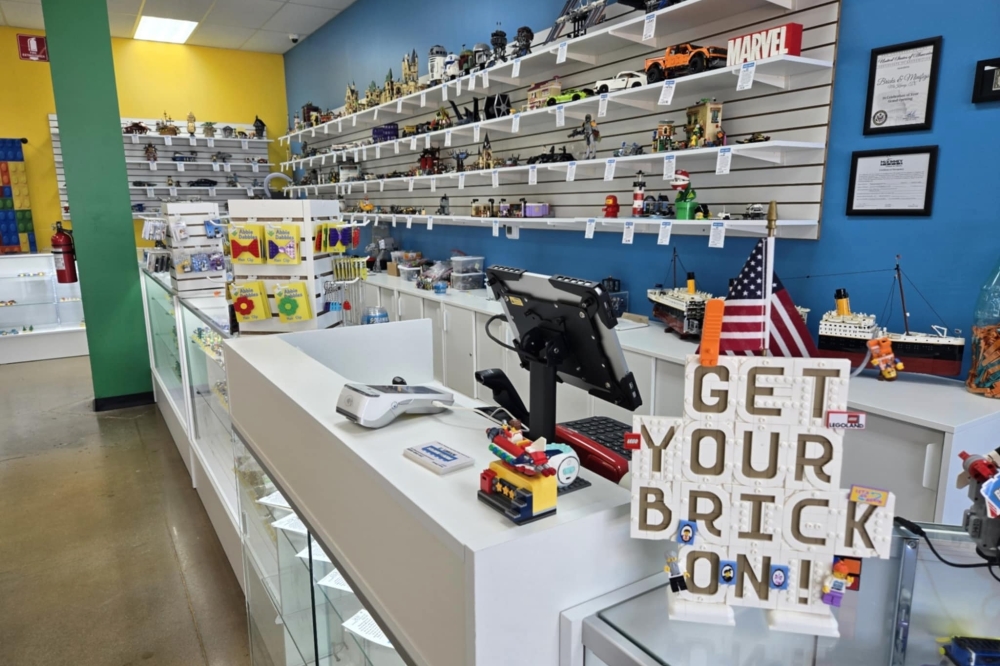 Get your brick on interior of Bricks and Minifigs Olympia WA store