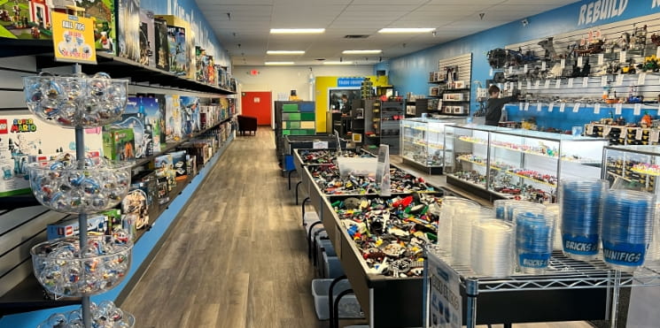 interior of Bricks and Minifigs store