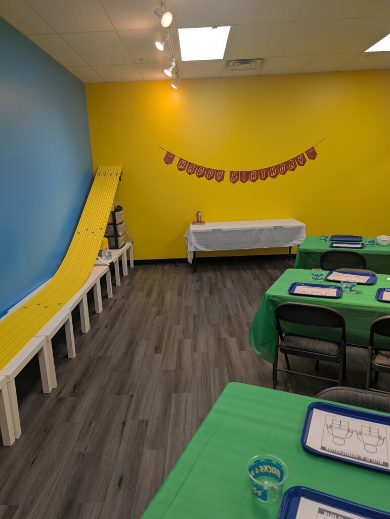 Lego® themed event space for parties, group building events, corporate events near Woodfield Mall.
