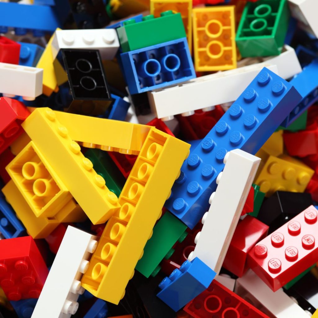 a pile of LEGO bricks
