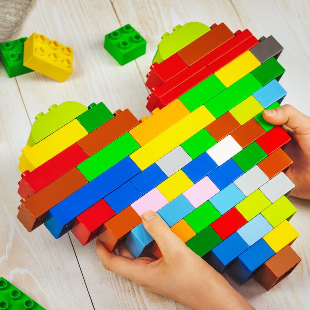 LEGOs in the shape of a heart.