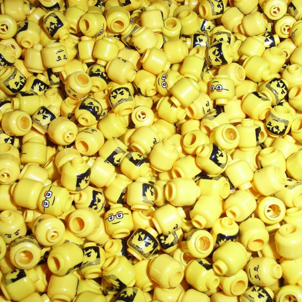 Pile of LEGO Minifig heads.
