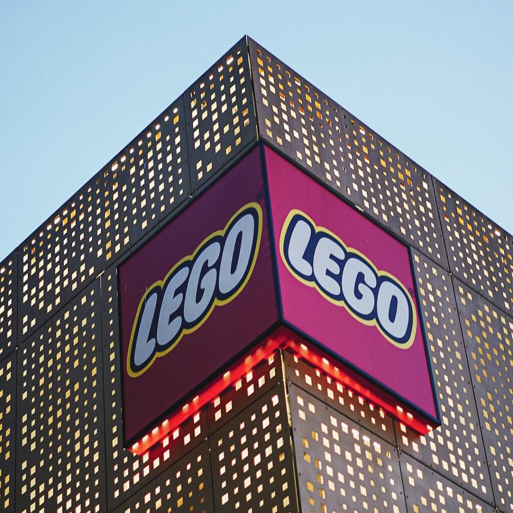 building with Lego sign on it