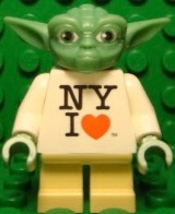 LEGO® Star Wars™ minifigure of Yoda wearing a "NY I Heart" t-shirt